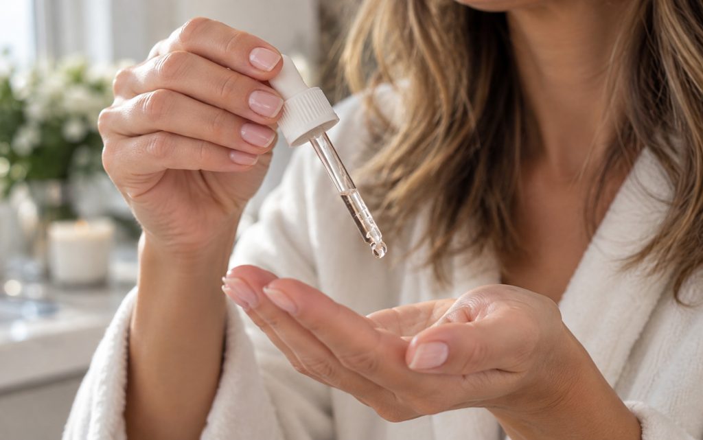 Sitne bore su sve vidljivije? Ovaj serum košta manje od 50 KM, a napravljen je upravo za njih Žena nanosi serum pipetom tokom rutine njege kože protiv sitnih bora