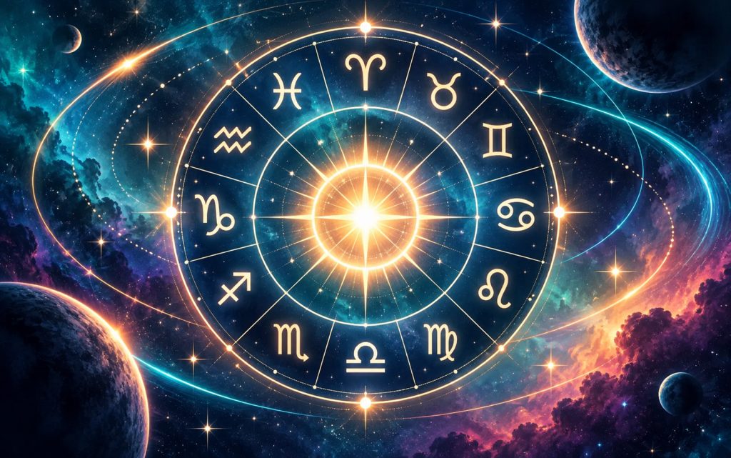 Veliki astrološki obrt donosi neočekivane promjene: Evo šta čeka svaki znak Svijetleći horoskopski krug sa simbolima svih 12 znakova na kosmičkoj poza